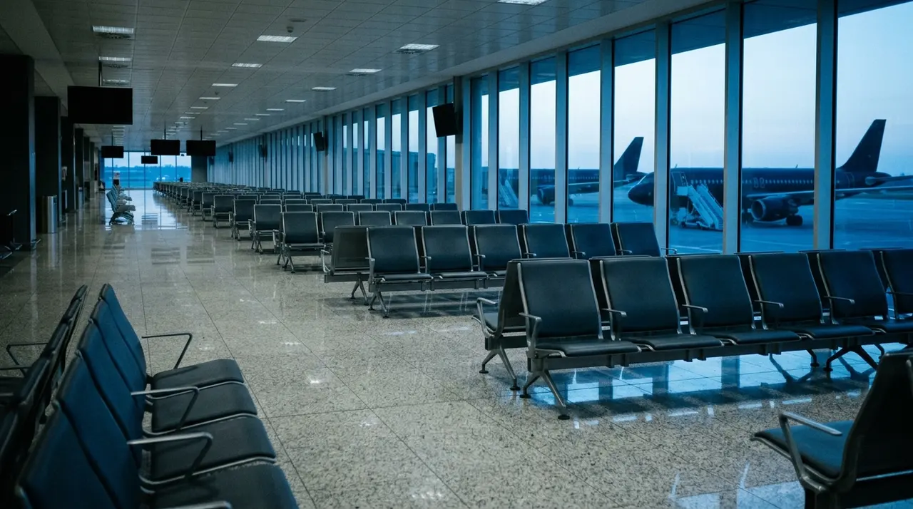 Guasto alla rete Enav: sala d'imbarco deserta all'alba, monitor spenti e aerei fermi sul piazzale