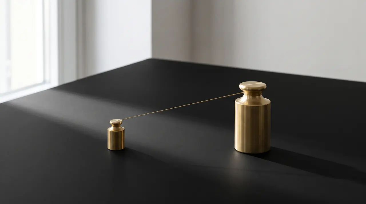 Due pesi di ottone di dimensioni molto diverse uniti da un filo dorato, immagine del credito d'imposta design da 70 a 200 milioni