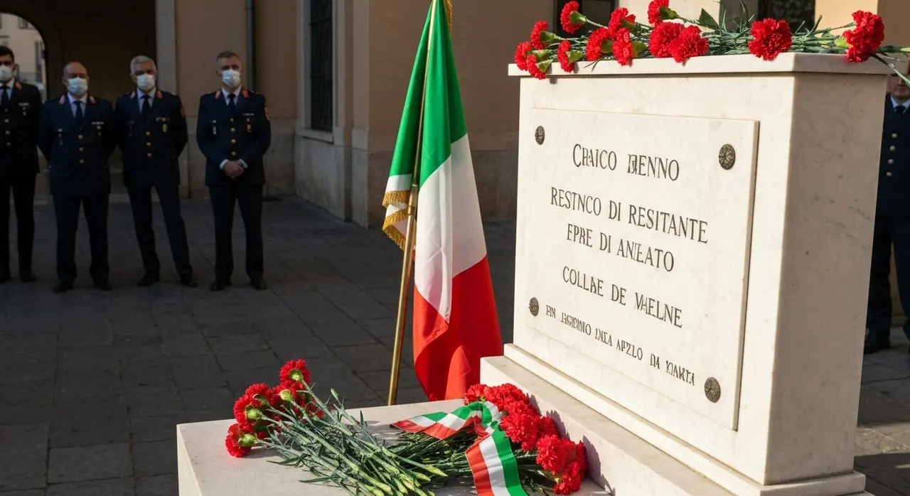 Commemorazione Resistenza italiana 25 aprile fiori targa