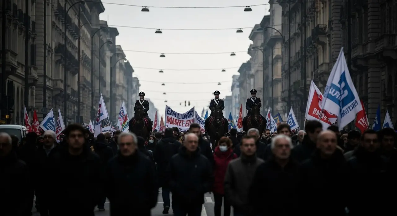 Tensioni corteo Milano striscioni forze ordine 25 aprile