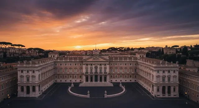 Grazia Nicole Minetti: facciata del palazzo del Quirinale a Roma al tramonto