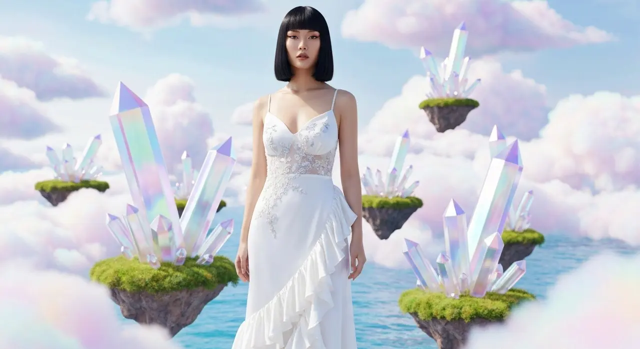 Flat lay editoriale con riviste di moda Vogue Runway accessori griffati e tulipani