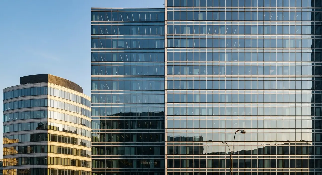 Unicredit utile record trimestre: skyscraper sede della banca a Milano al tramonto