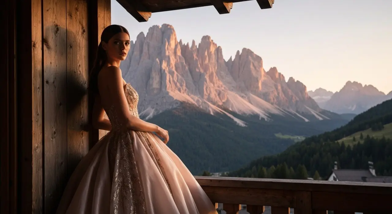 Italia di Moda MAXXI scatto sulle Dolomiti con abito couture