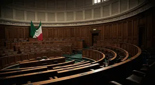 Stabilicum legge elettorale: aula del Parlamento italiano con Costituzione in primo piano