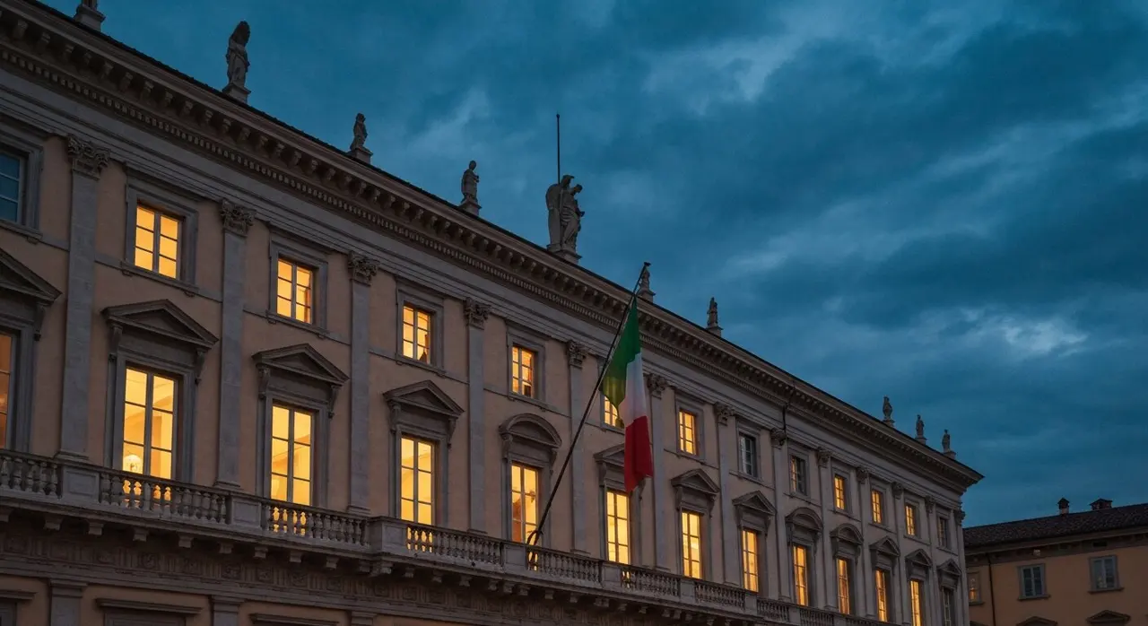 Manovra correttiva governo: la sede di Palazzo Chigi al tramonto