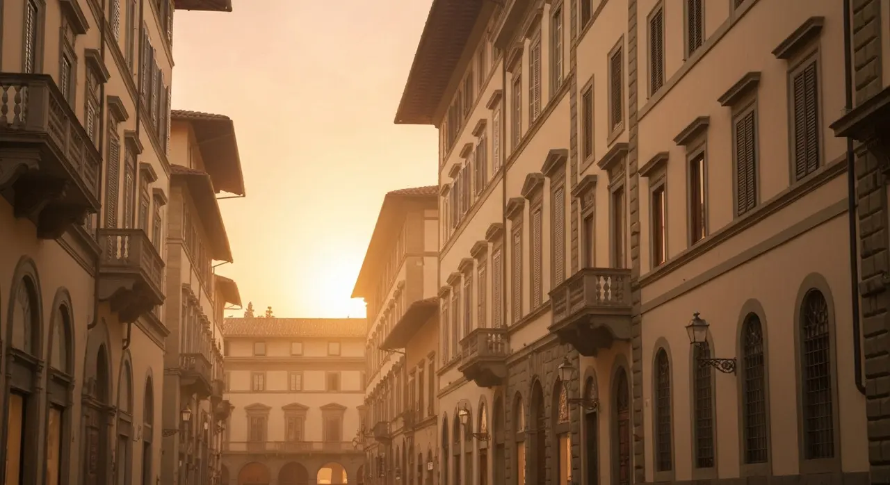Ferragamo primo trimestre 2026: scorcio di via Tornabuoni a Firenze al tramonto