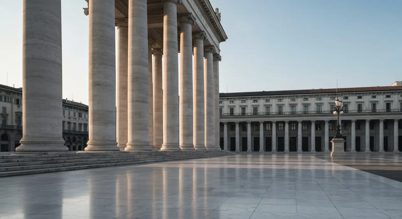 Piazza Affari Milano sede Borsa Italiana colonne classiche