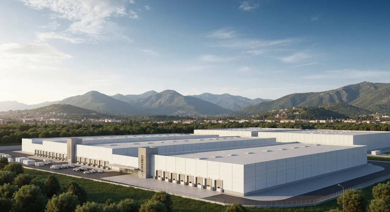 Veduta dello stabilimento Stellantis di Pomigliano d'Arco dedicato alla nuova E-Car