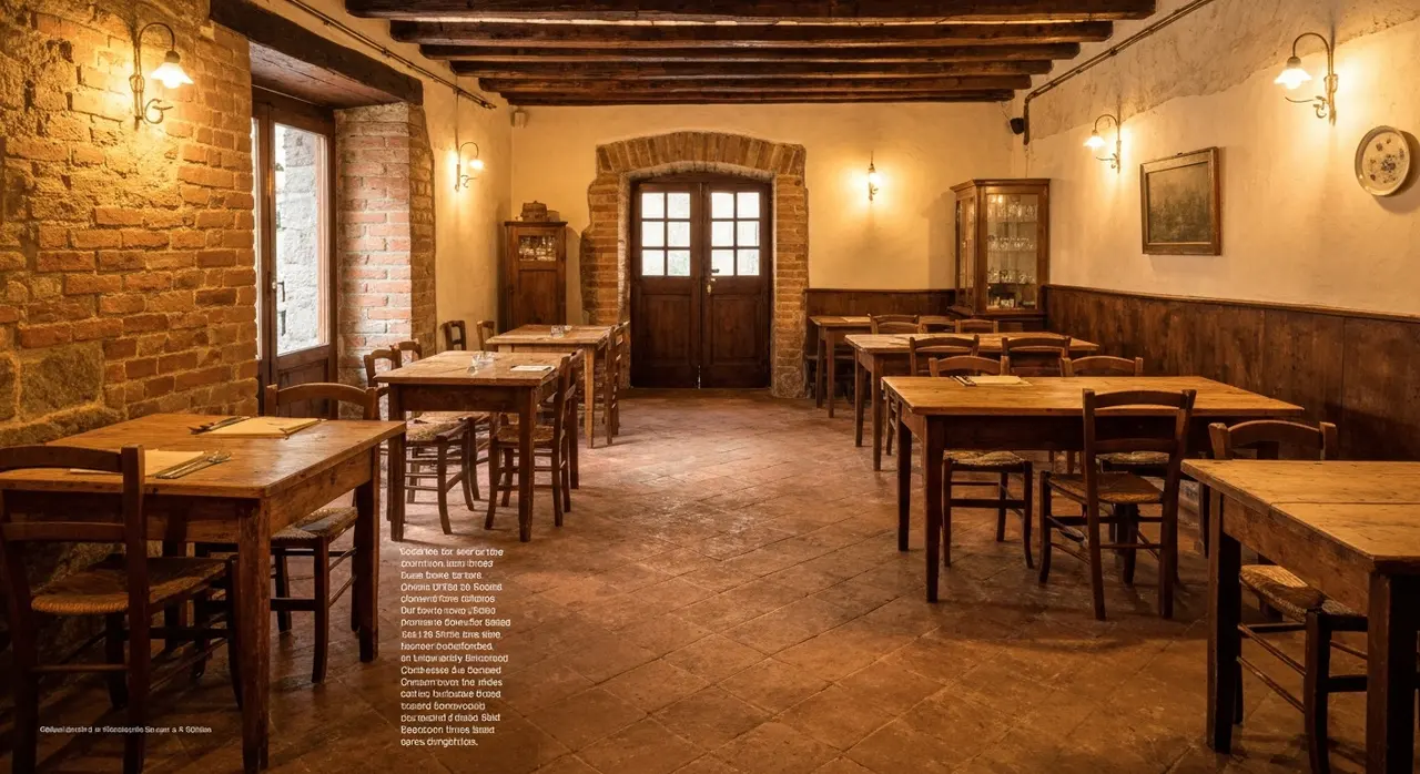Interno di una vecchia osteria piemontese, ambiente caro alla cultura gastronomica di Carlo Petrini
