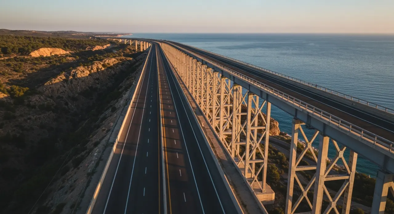 strage di Capaci 34 anni, viadotto autostrada A29 al tramonto, memoria Falcone