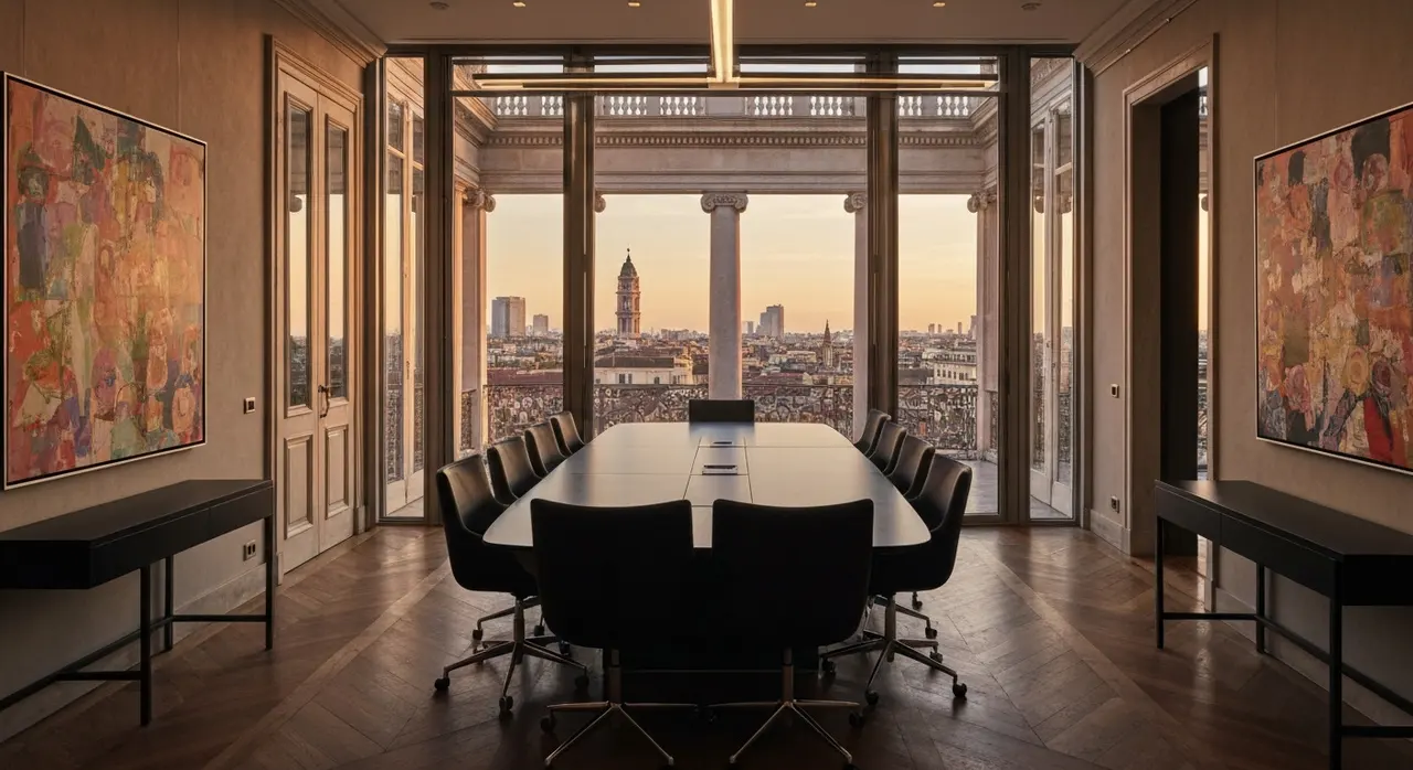 Sala consiglio della nuova governance Missoni Fsi e Katjes