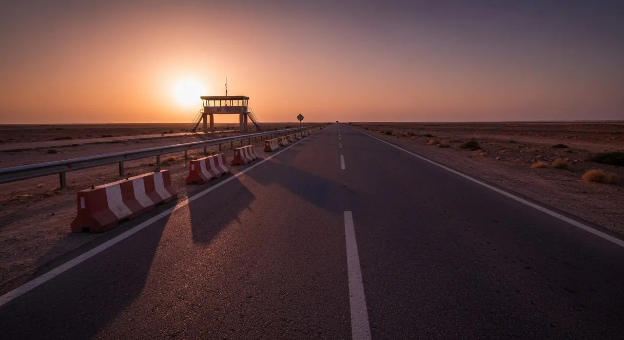 Strada deserta verso Sirte, area di controllo delle milizie del generale Haftar in Cirenaica