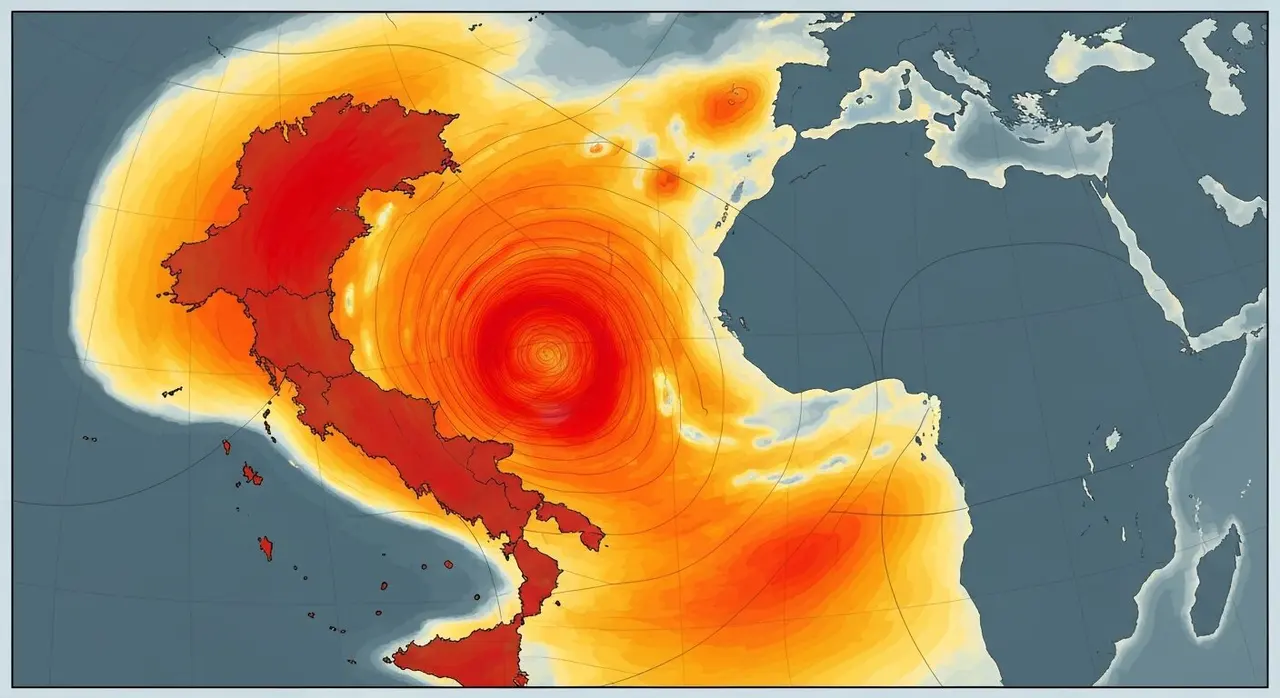 Anticiclone subtropicale africano sul Mediterraneo mappa meteo isobare