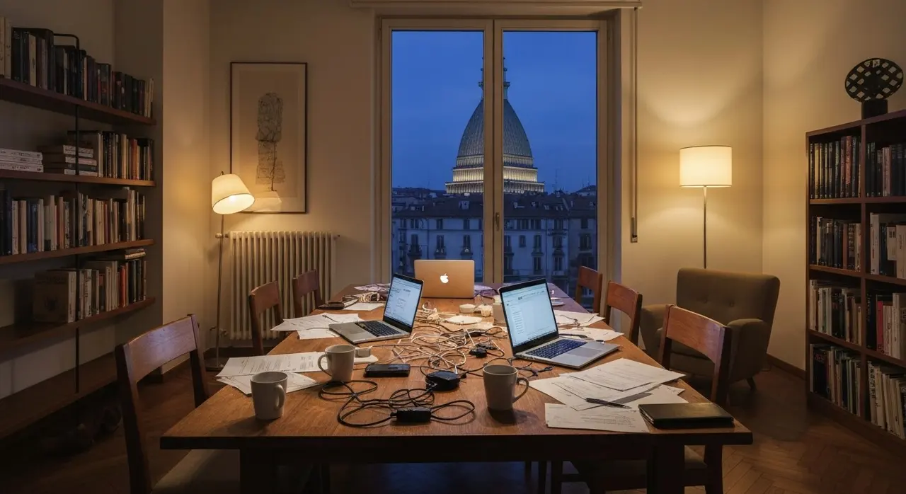 Smart Working Capatonda: appartamento torinese trasformato in coworking caotico al tramonto