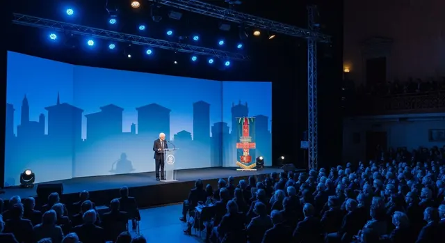 Assemblea nazionale di Progetto Civico Italia con Onorato sul palco a Roma