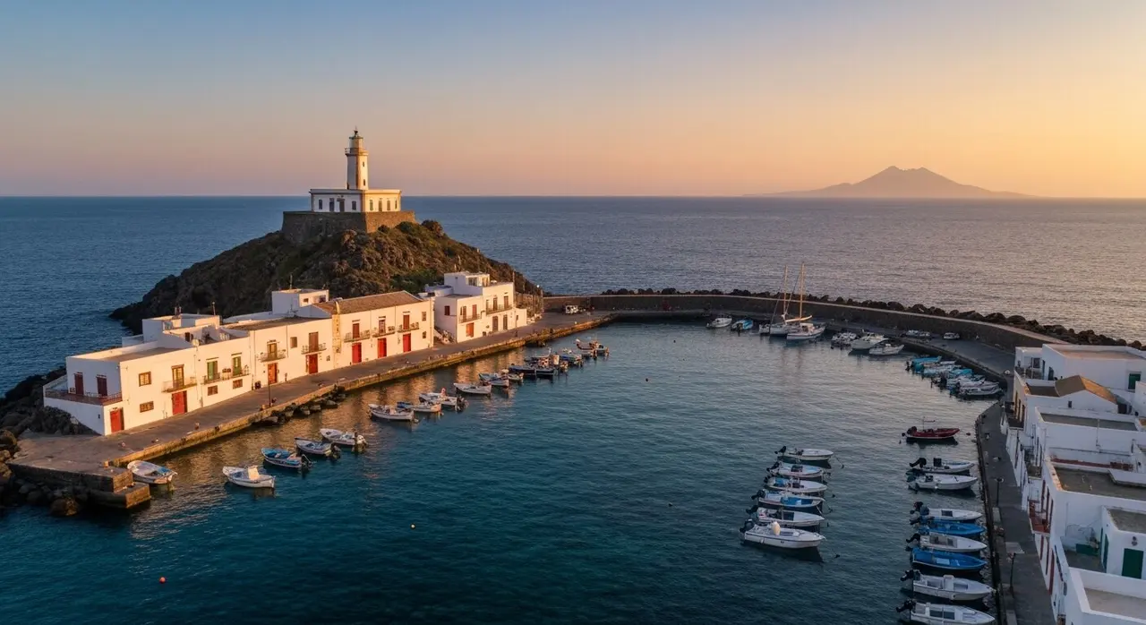 Marefestival Salina 2026: vista aerea dell'isola eoliana al tramonto