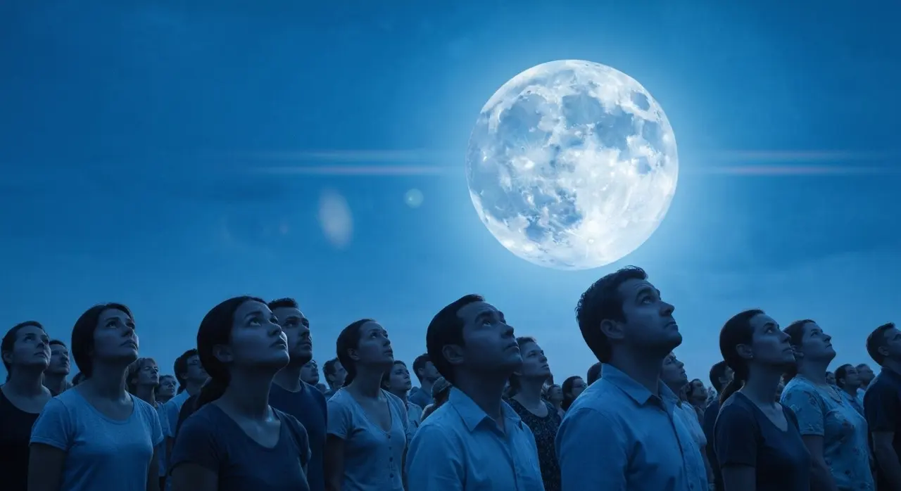 Disclosure Day Spielberg, folla in piazza italiana guarda un orbe luminoso nel cielo al tramonto