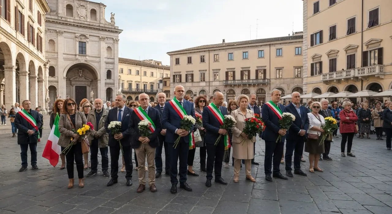 Commemorazione strage di Ustica a Bologna: cerimonia civile in piazza con familiari, fiori e bandiera tricolore