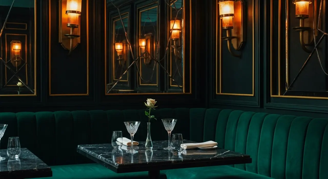 Interno del ristorante Dante al Claridge's di Mayfair, Londra, allestito per una cena privata