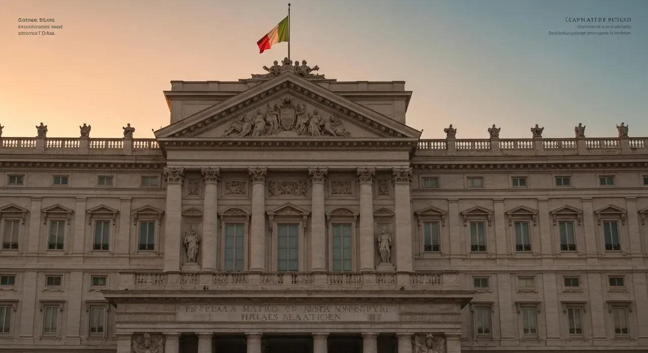 Meloni Quirinale destra: Palazzo del Quirinale a Roma con tricolore al tramonto