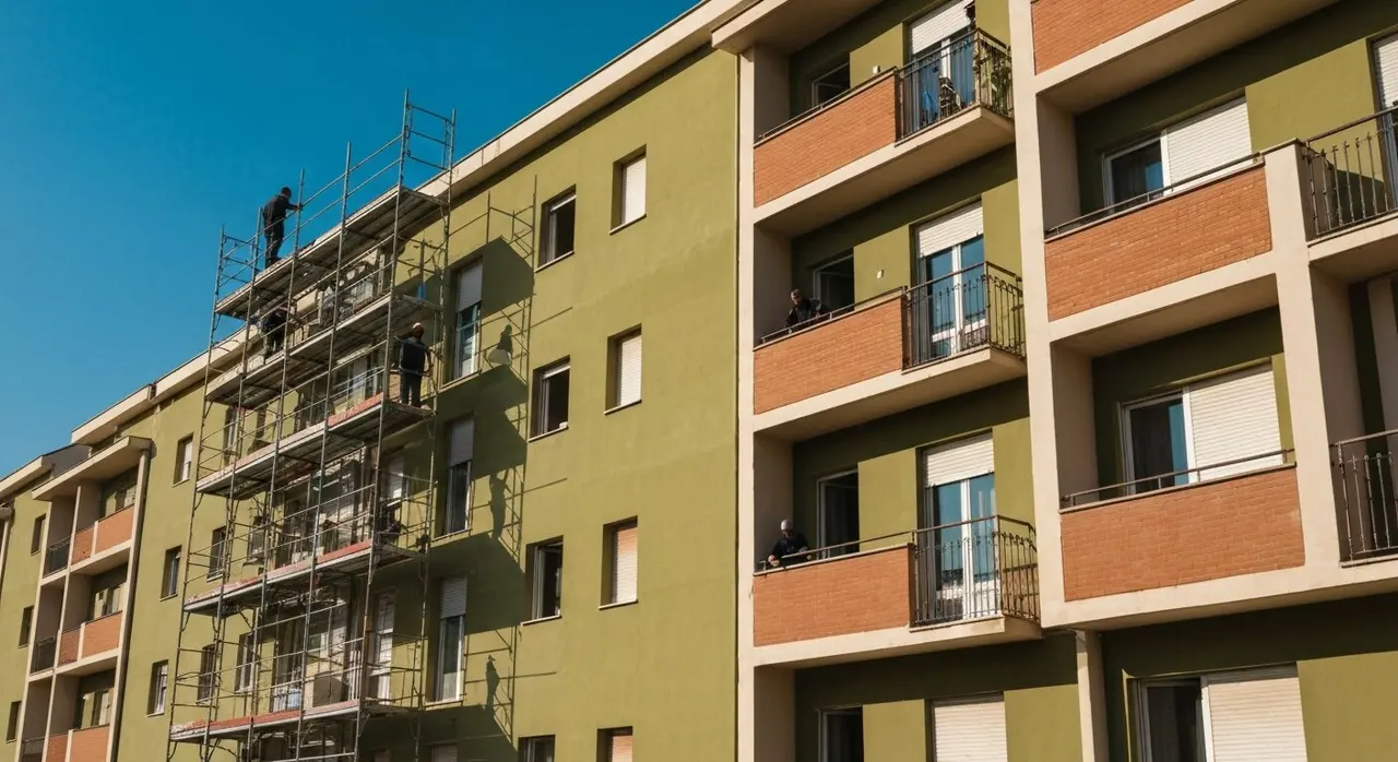 Cantiere di ristrutturazione di edilizia popolare nel Piano Casa legge