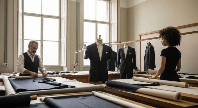Osservatorio moda italiana: artigiani al lavoro in un atelier di alta moda a Milano, simbolo del valore del Made in Italy