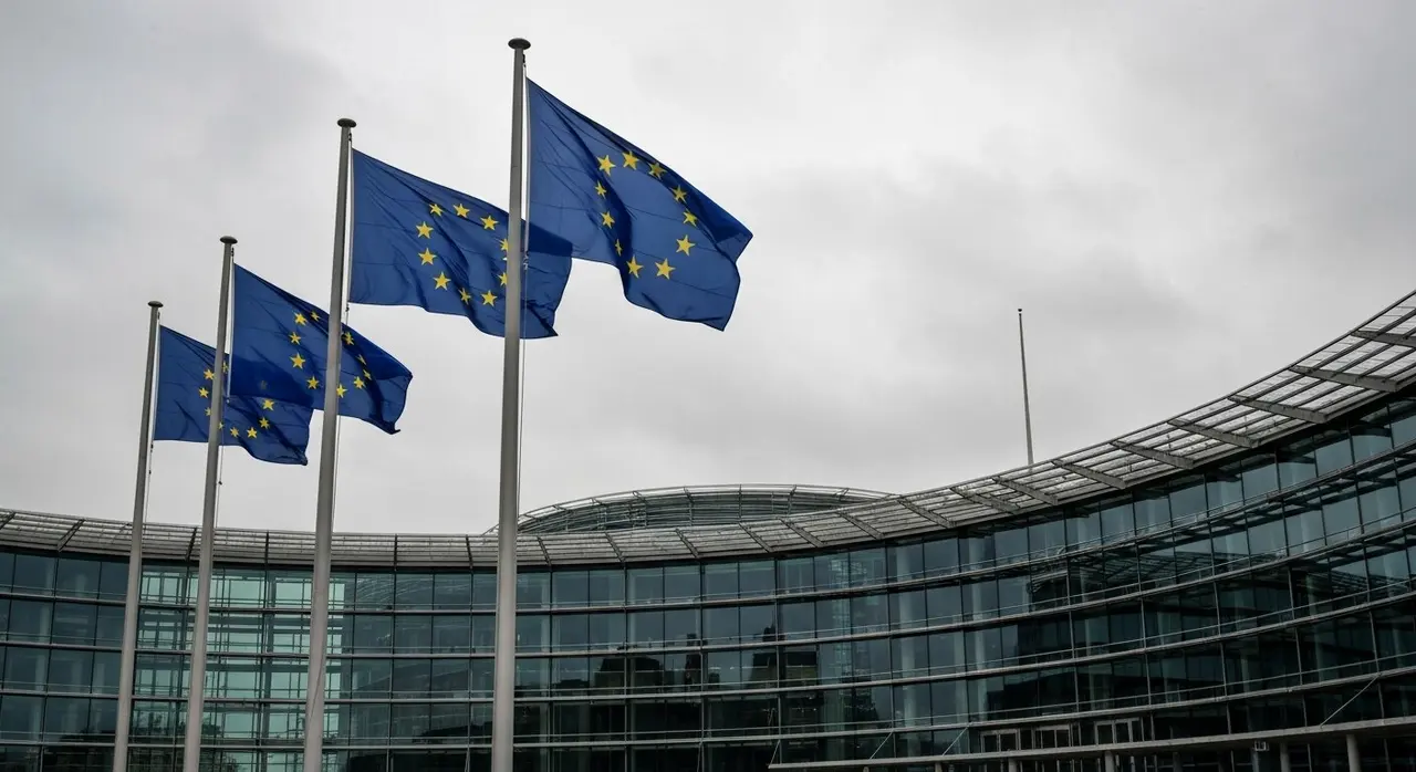 Bandiere dell'Unione europea davanti al Parlamento: sotto esame i finanziamenti al gruppo ESN