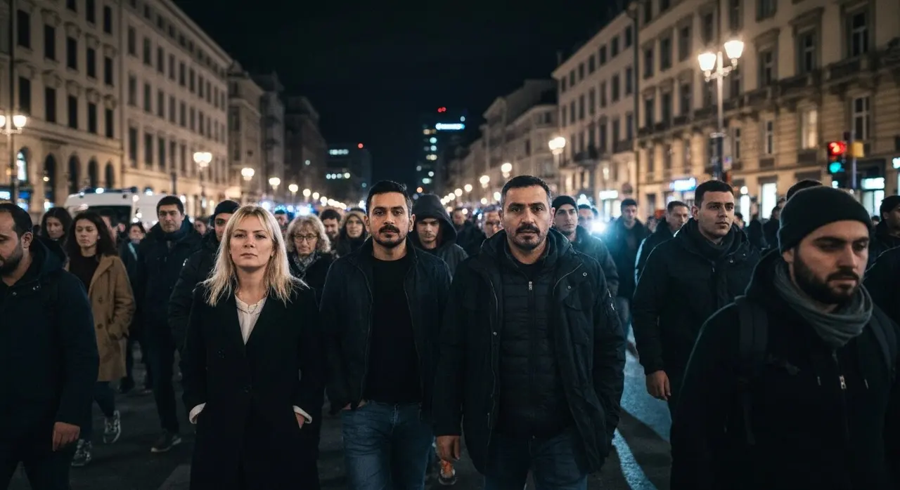 Manifestazione notturna a Bologna dopo la morte di Abderrahim Fakir