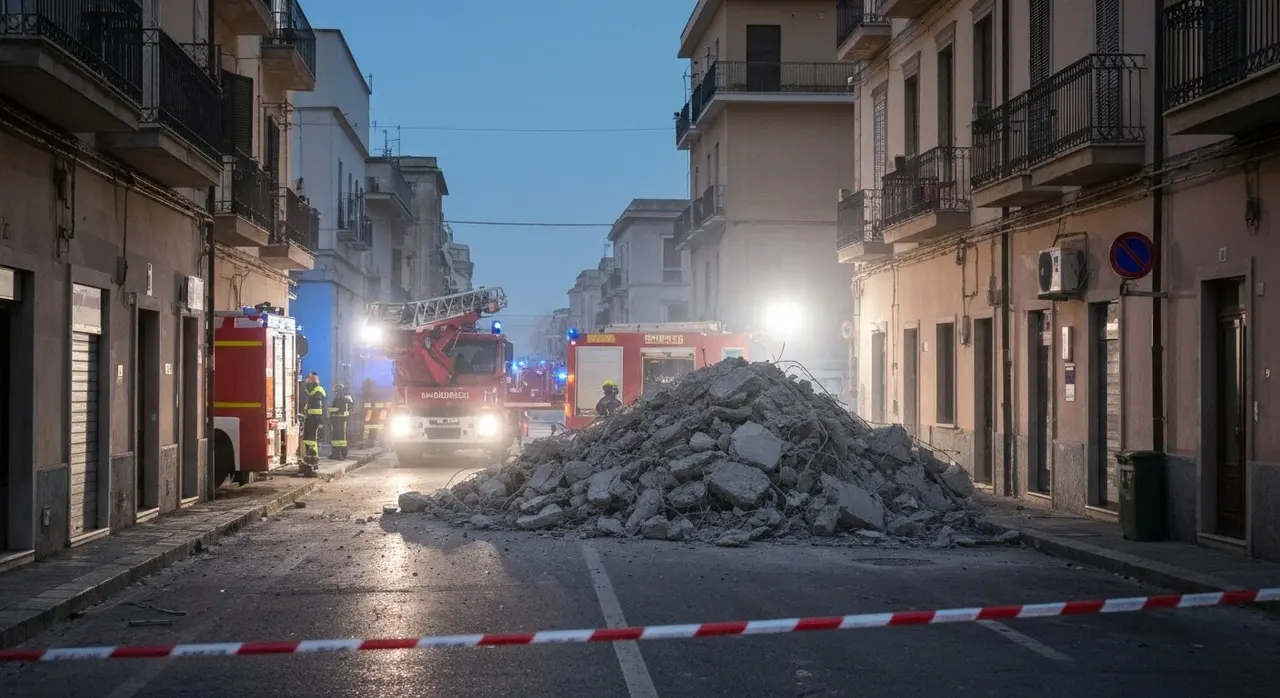 Crollo palazzina Messina: vigili del fuoco al lavoro tra le macerie nel rione Pistunina
