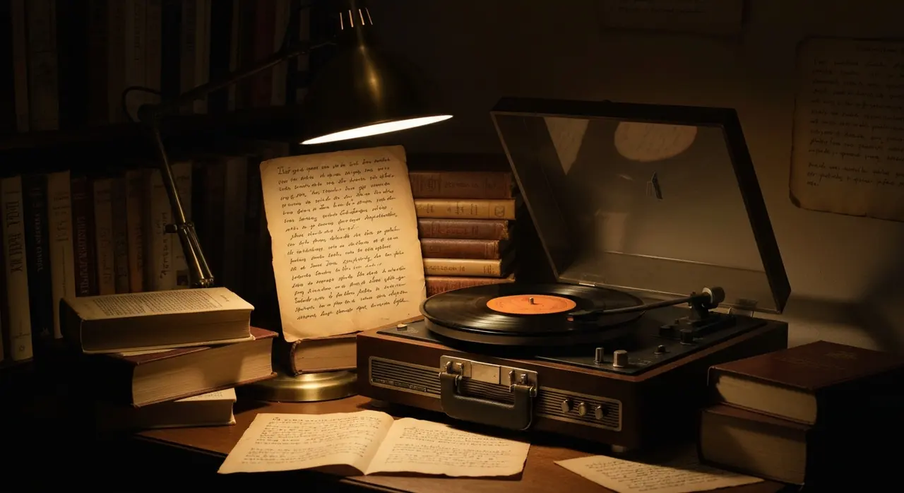 Giradischi con vinile e libri di poesia, omaggio a Guccini cantautore e scrittore