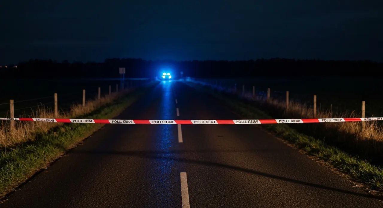 Strada provinciale chiusa dai carabinieri di notte per i rilievi sull'incidente
