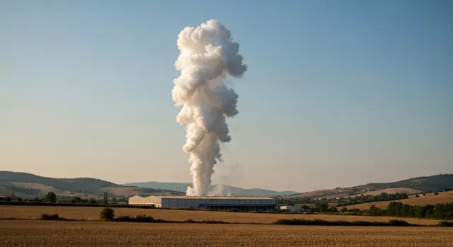 Esplosione a Colleferro: colonna di fumo bianco sopra lo stabilimento di munizioni nella valle del Sacco