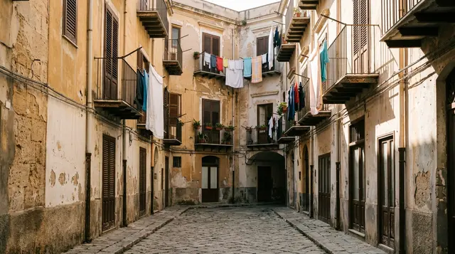 Cortile di un quartiere popolare di Palermo, contesto del caso di difterite a Palermo