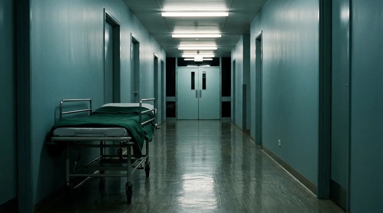Corridoio deserto di un reparto pediatrico di notte, come quello dell'ospedale della difterite a Palermo
