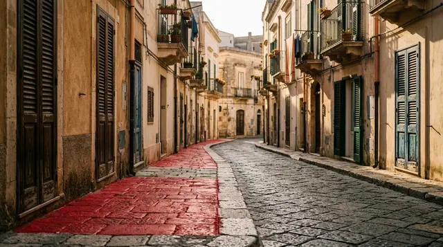 Libero Grassi: immagine simbolica del marciapiede dipinto di rosso, il gesto con cui la famiglia lo ricorda ogni 29 agosto a Palermo