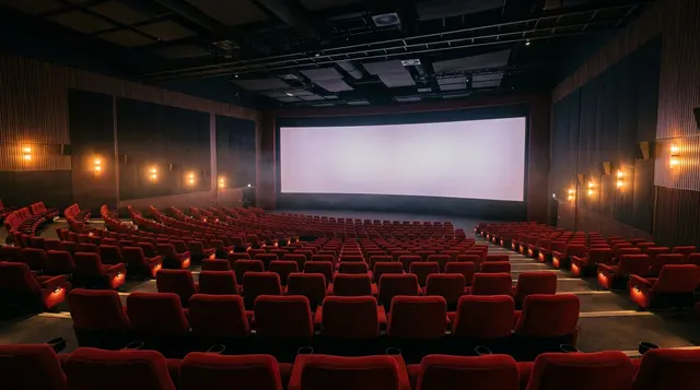 Sala cinematografica vuota con schermo illuminato, immagine simbolo del cinema italiano a Toronto al TIFF 2026