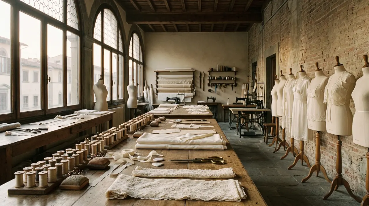 Atelier di lingerie artigianale a Bologna, immagine simbolo del ritorno di La Perla in Fashion Week