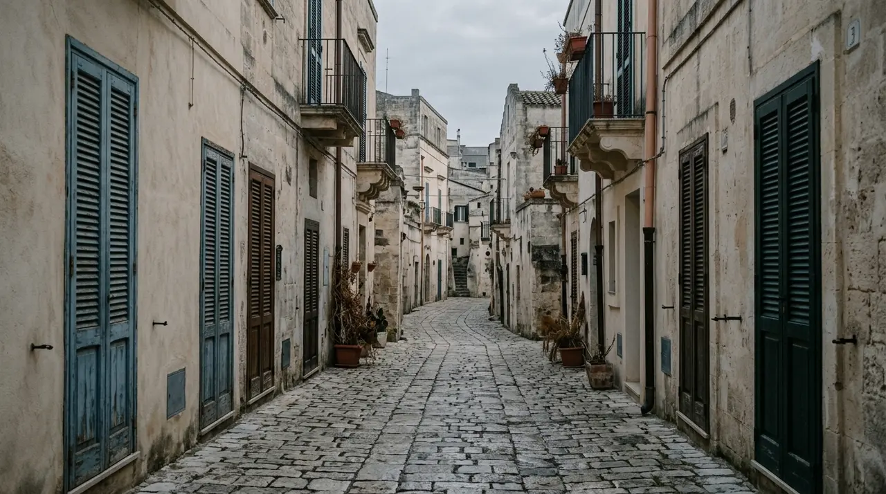 Strada deserta di un paese del Sud Italia all'alba, persiane chiuse: i luoghi da cui Denise Cosco fu allontanata da bambina