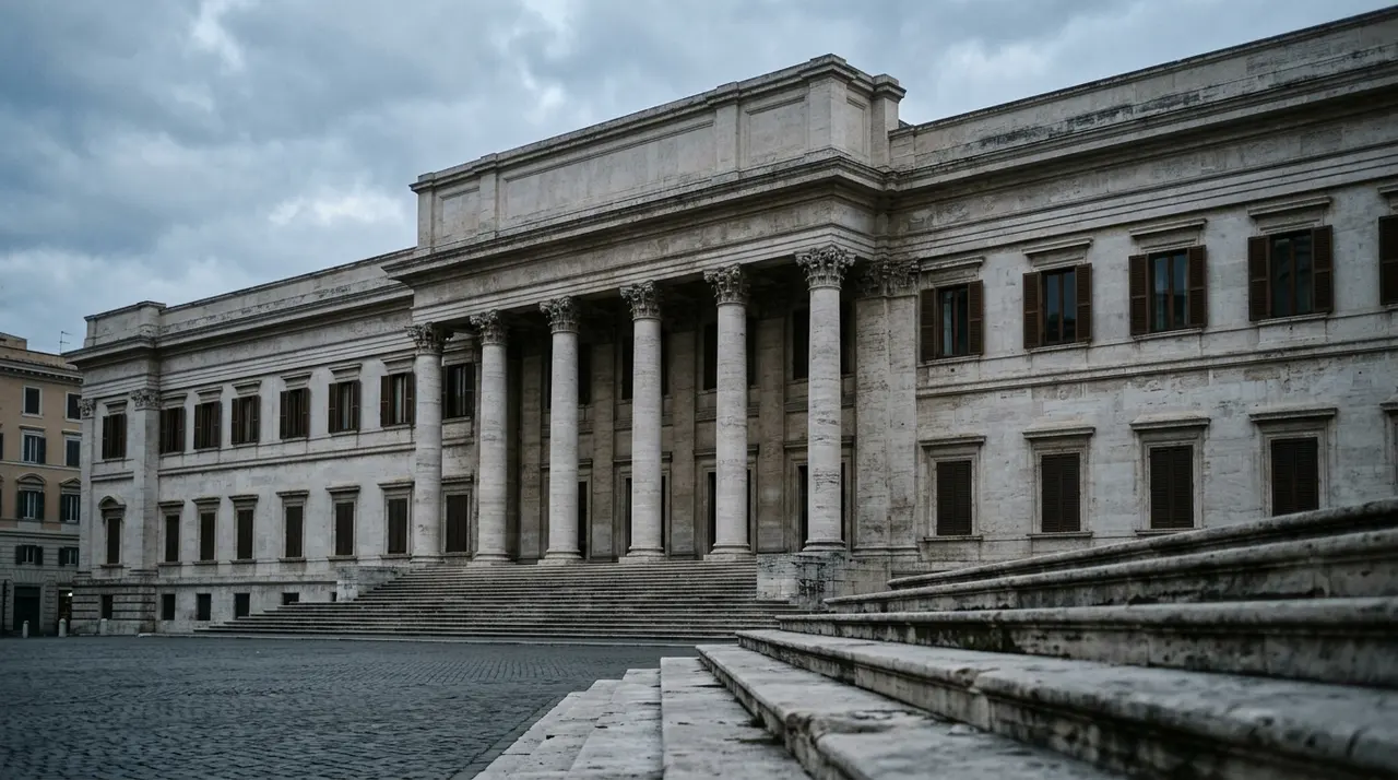 Facciata del ministero dell'Economia all'alba: la revisione Istat conferma il deficit 2025 al 3,08% del Pil